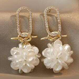 Flower Design Alloy Drop Earrings